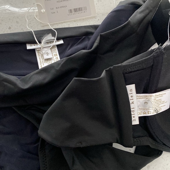 NWT Heidi Klein bikini bottoms BLACK fold over padded cup halter tie top 2 M - Picture 4 of 5